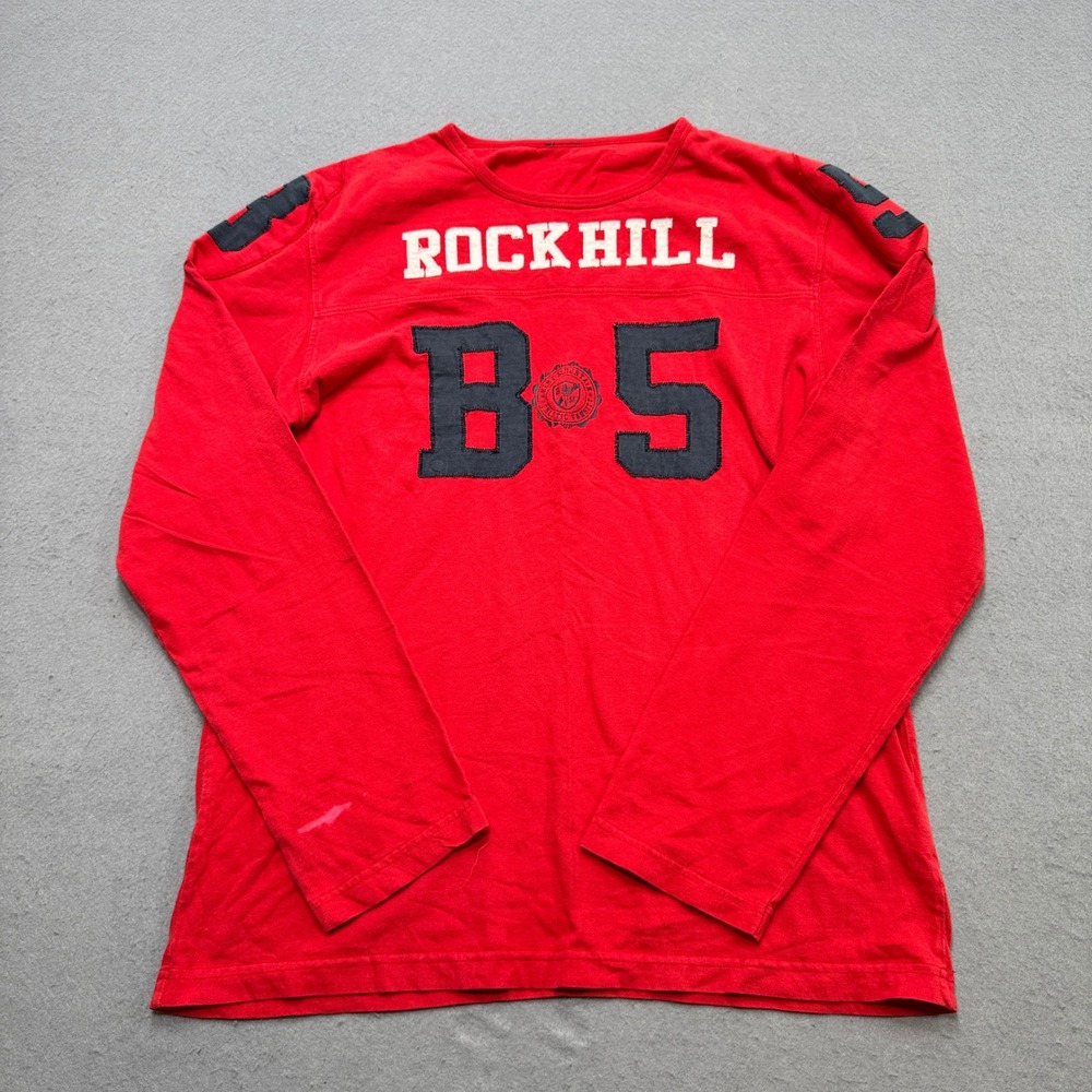 Rockhill T-Shirt Men's Large Red Graphic Long Sleeve Varsity Sportswear Athletic